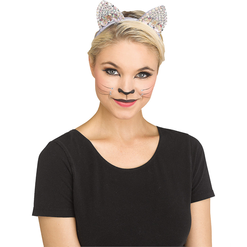 Sparkly Grey Jeweled Cat Ear for Costumes Halloween Parties and Themed Dress-Up Events