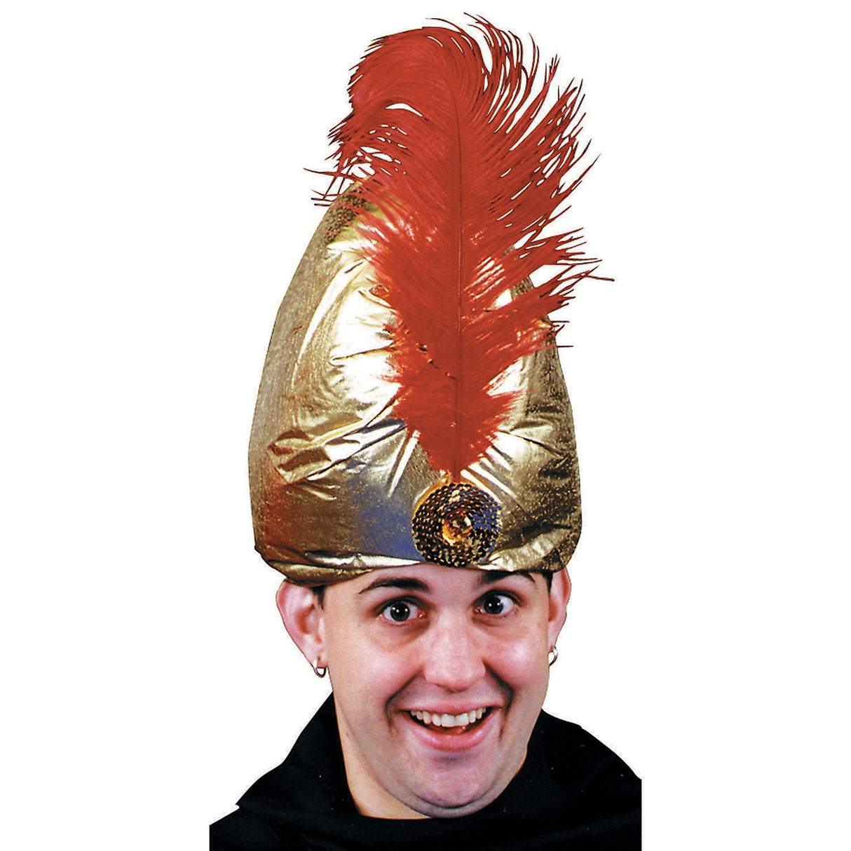 Deluxe Gold Turban Hat With Plume for Costumes Parties and Festive Celebrations