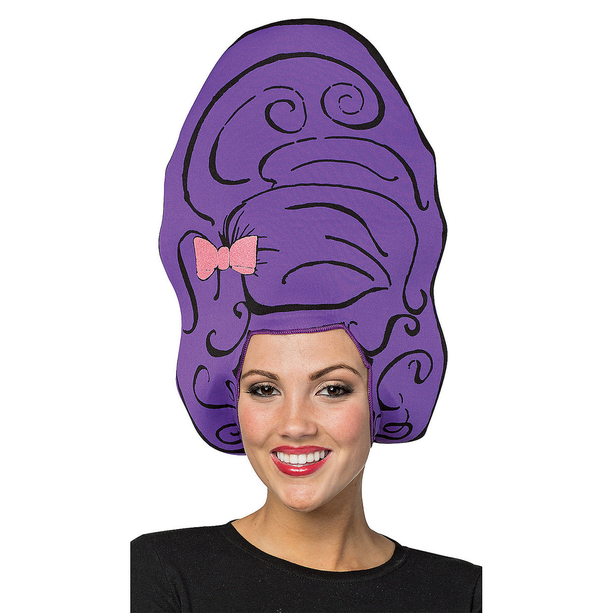 Comical Beehive Purple Foam Wig Hat for Themed Costume Parties and Nostalgic Events