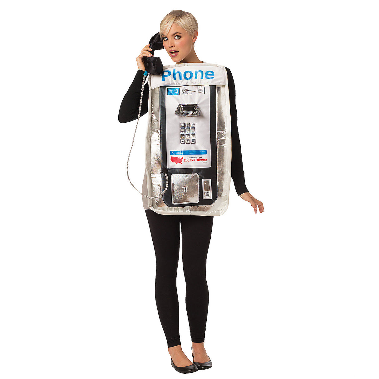 Fun Pay Phone Adult Costume for Halloween Parties and Retro Theme Events