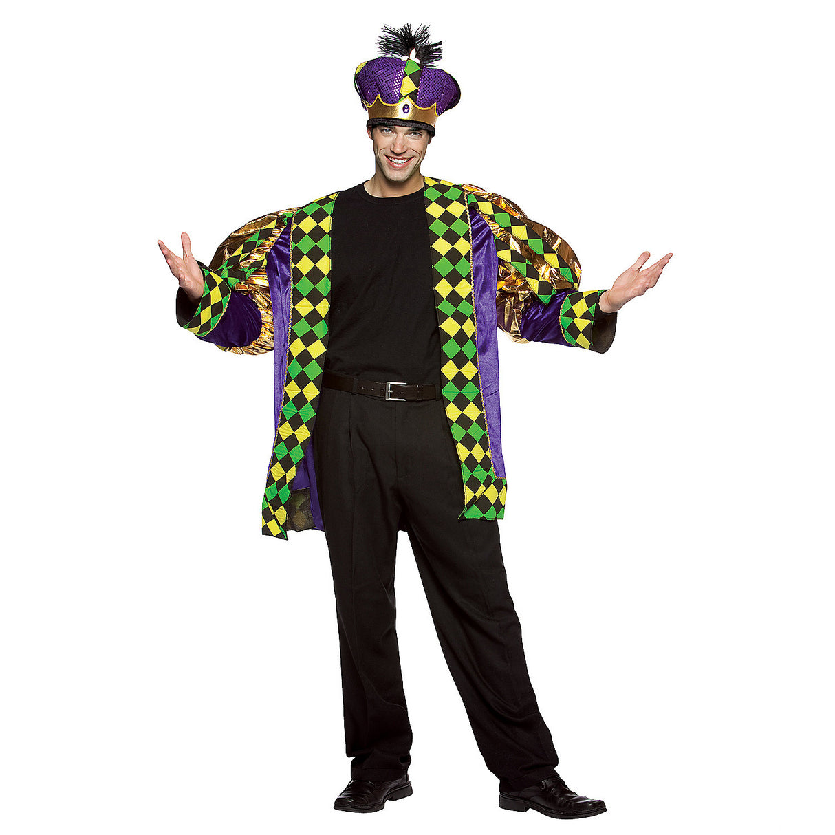 Deluxe Mardi Gras King Costume for Fat Tuesday Carnival Celebrations and Parade Events