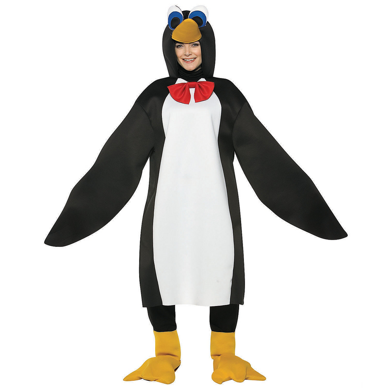 Penguin themed one-piece adult Halloween costume