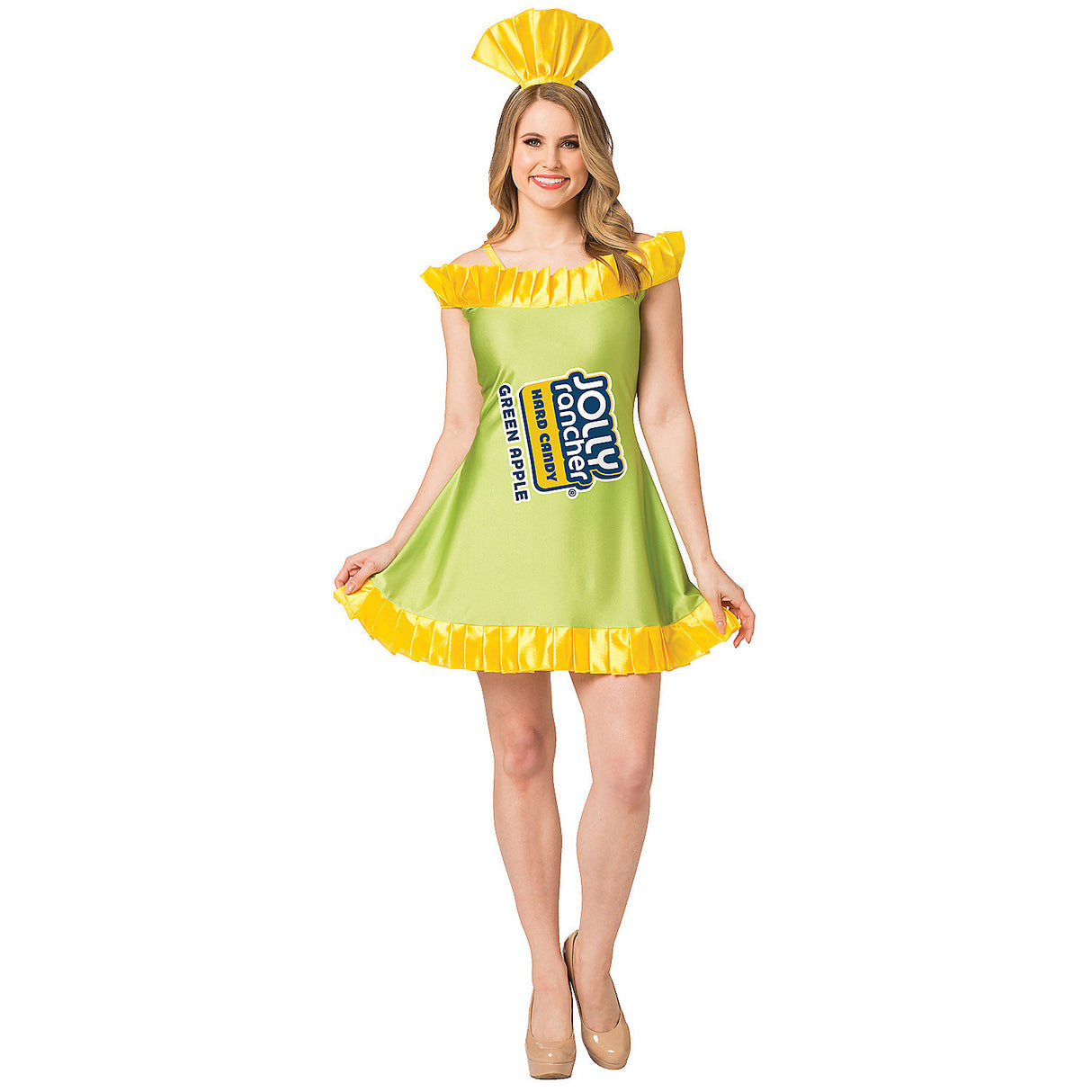 Ultra Cute Jolly Rancher Apple Dress Costume for Halloween Parties and Sweet Treat Themed Events