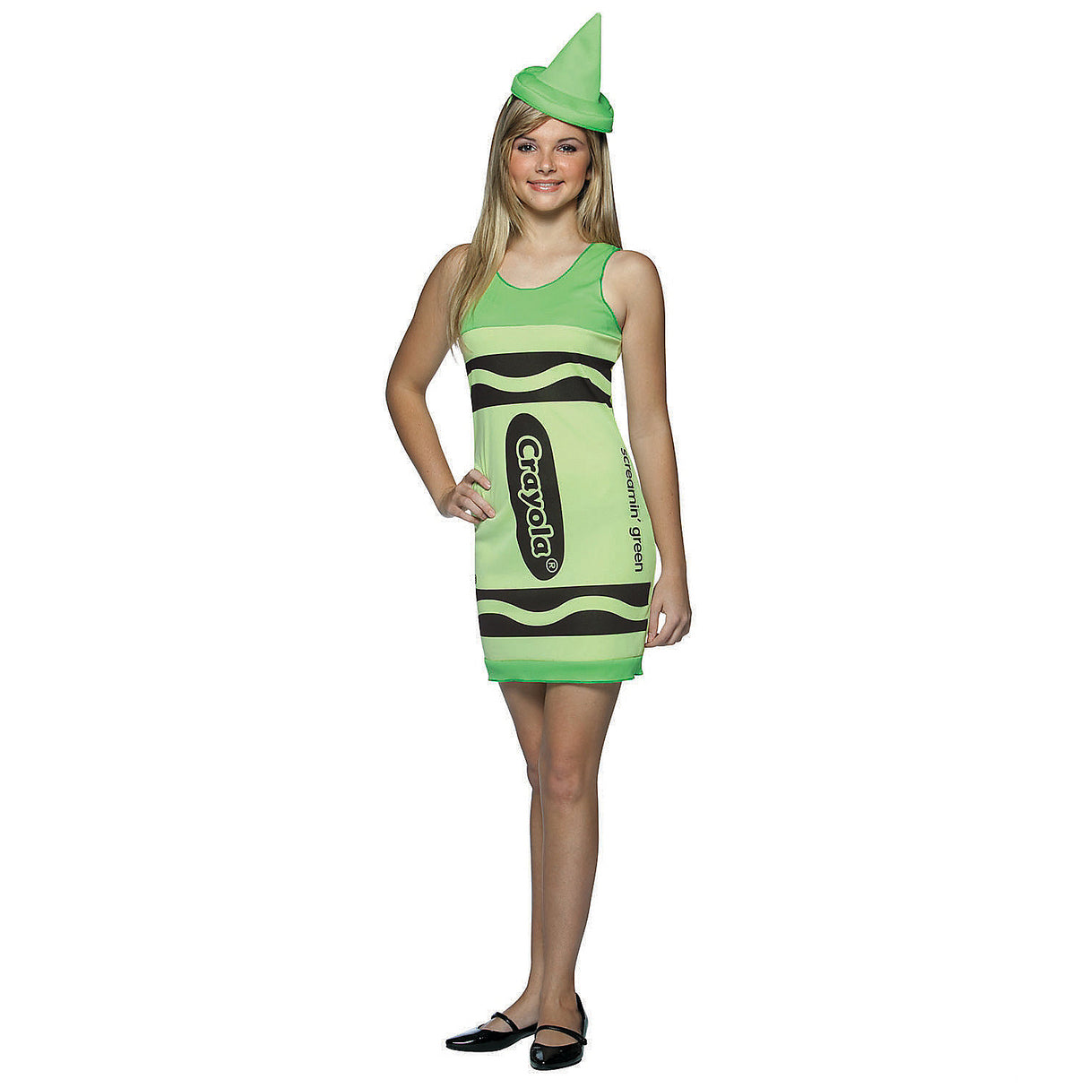 Teen Green Crayola Crayon Costume for Halloween Parties Trick or Treating and Costume Contests