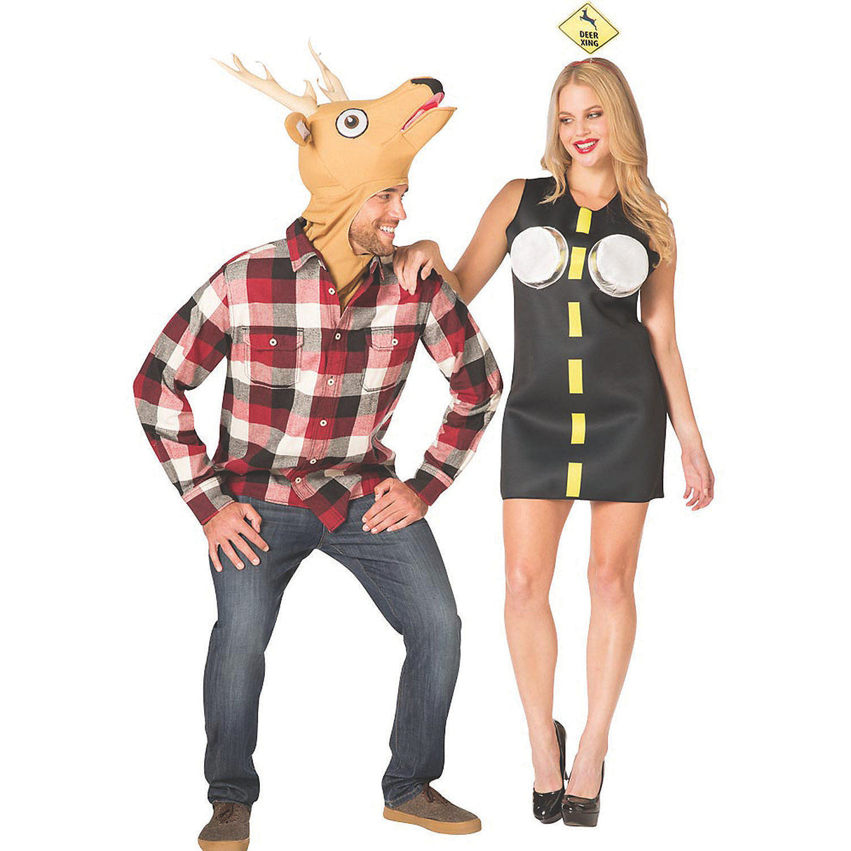 Funny Deer In Headlights Couples Costume for Halloween Parties Theme Events and Dress Up Fun