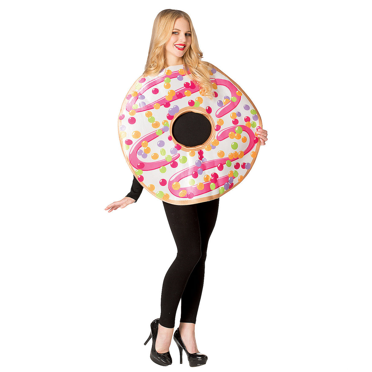 Funny White Frosted Donut Costume for Halloween Parties Office Events and Group Celebrations