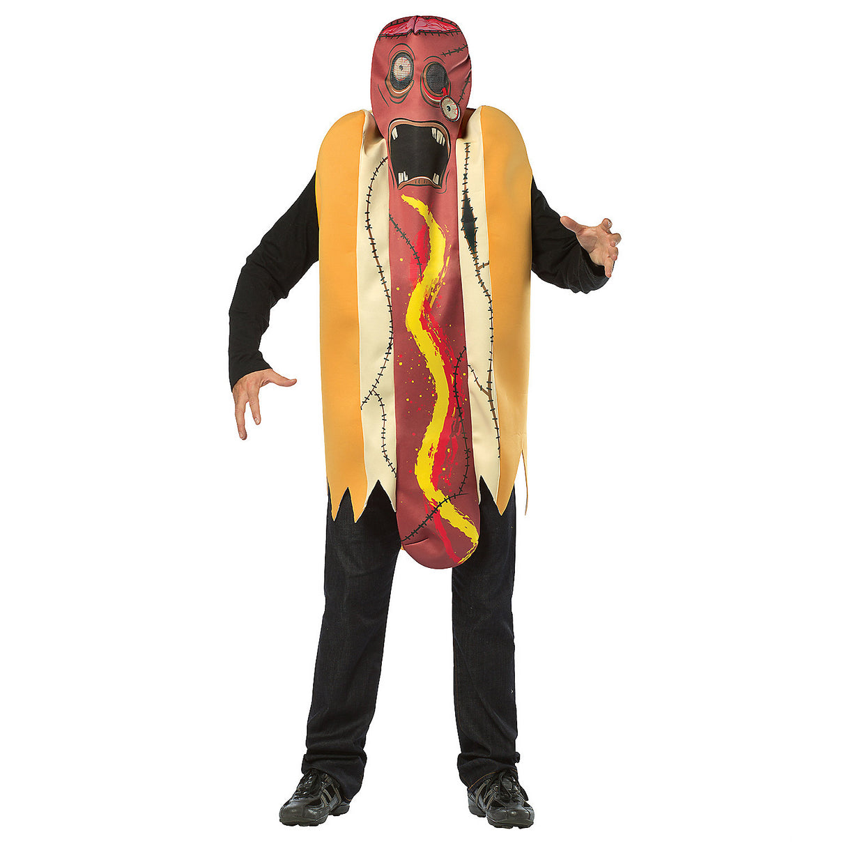 Zombie Hot Dog Adult Costume for Halloween Parties and Creative Dress-Up Adventures