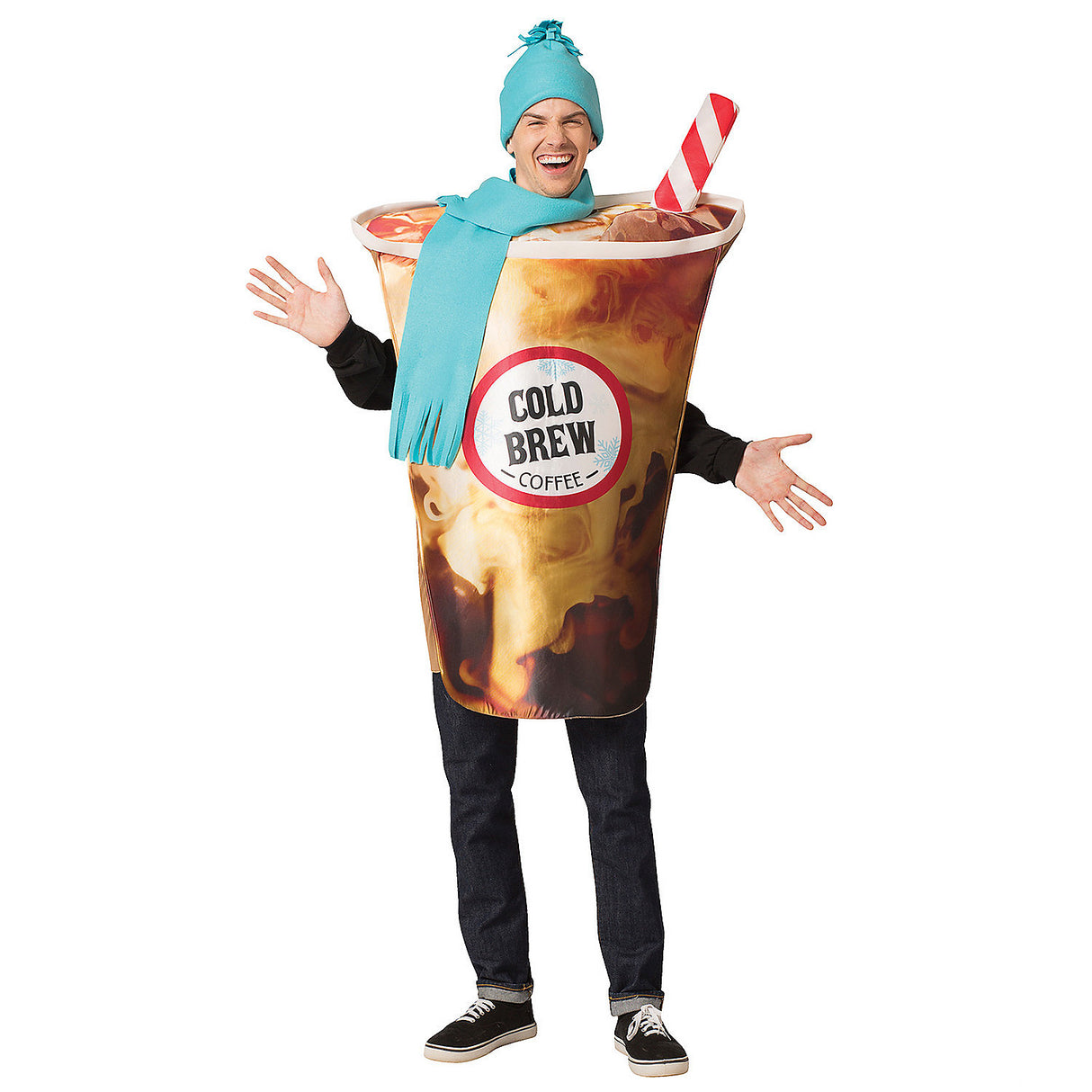 Cold Brew Coffee Adult Costume for Halloween Parties and Funny Themed Events