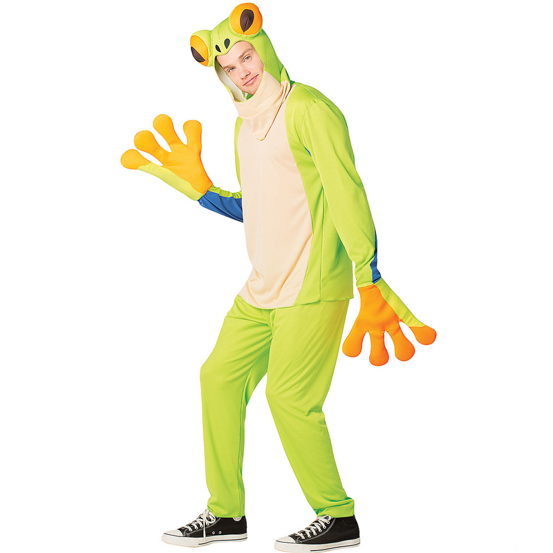 Tree Frog Halloween Costume - Fun Jumpsuit with Frog Features for Adults product image showing the design and details