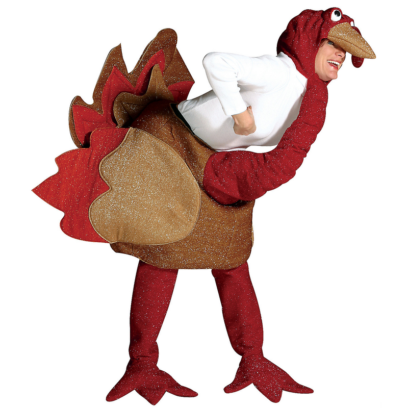 Colorful adult turkey costume for Thanksgiving party