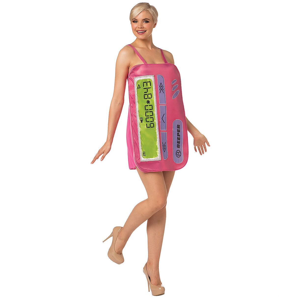 Stylish Beeper Dress Adult Costume for 1980s Theme Parties Halloween Celebrations and Retro Events