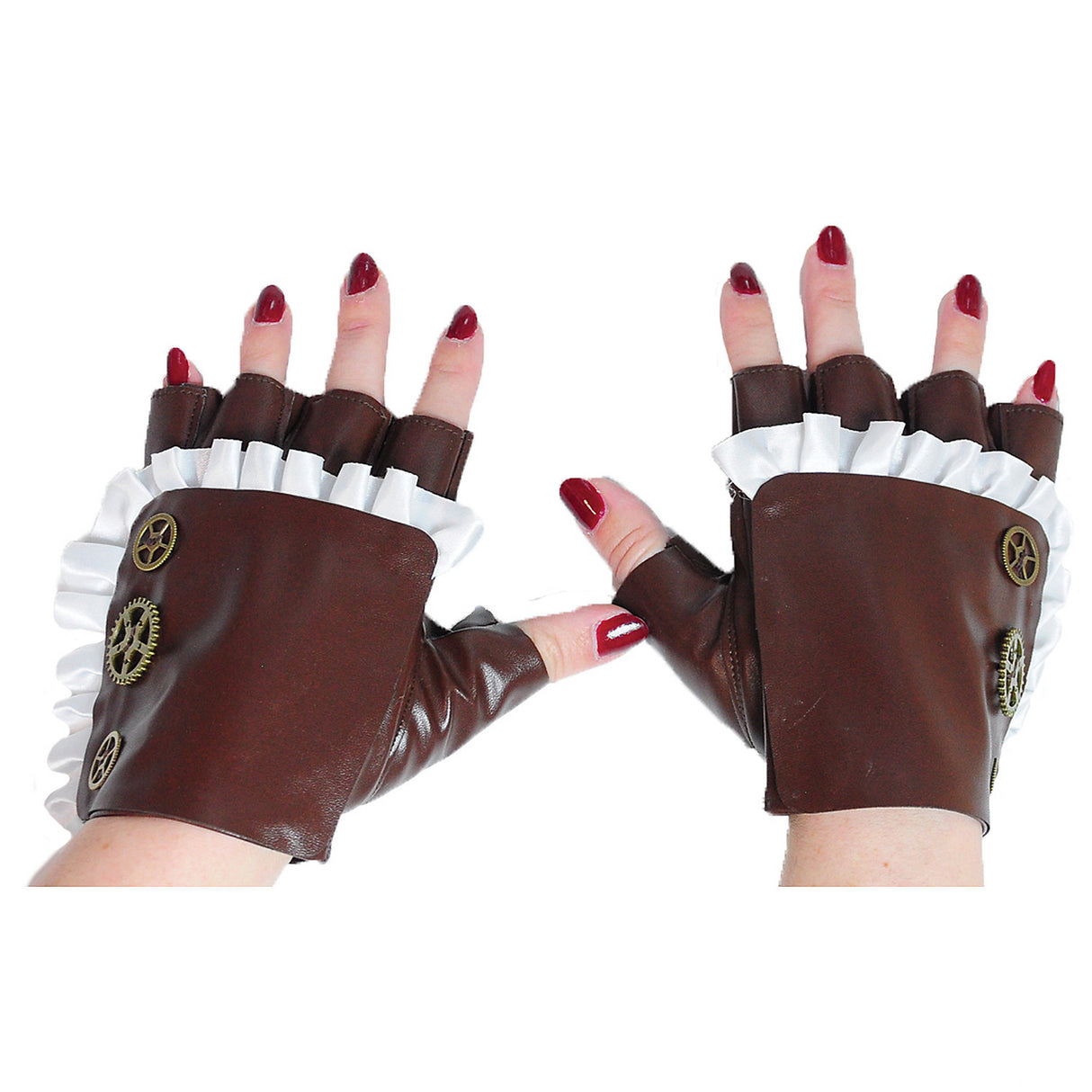 Stylish Gloves with Ruffle and Gears for Steampunk Costumes and Themed Parties
