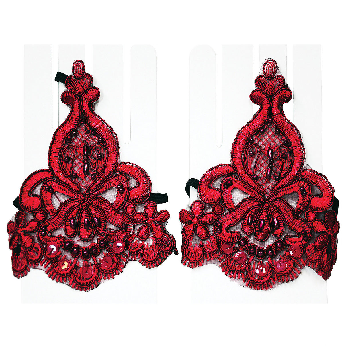 Stylish Burgundy Lace Wristlet with Beads for Day of the Dead Costumes and Latino Flair Events