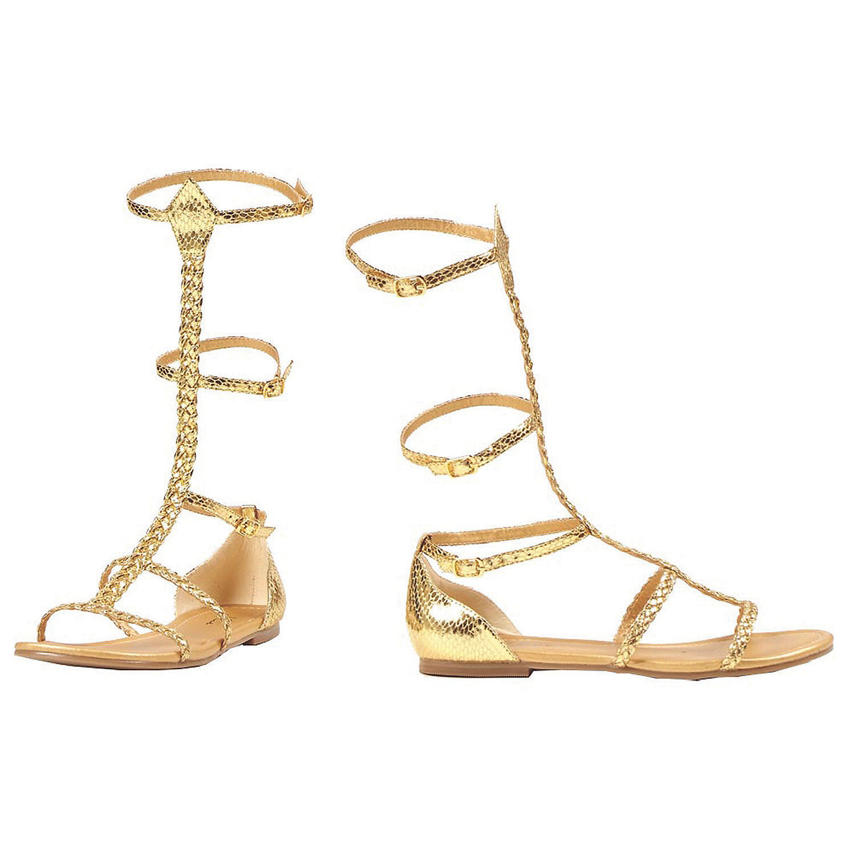 Stylish Cairo Gladiator Gold Shoes for Costume Parties and Halloween Celebrations