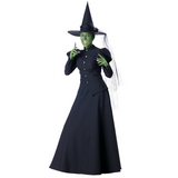 Women’s Wicked Witch Halloween Costume Dress Set with Hat
