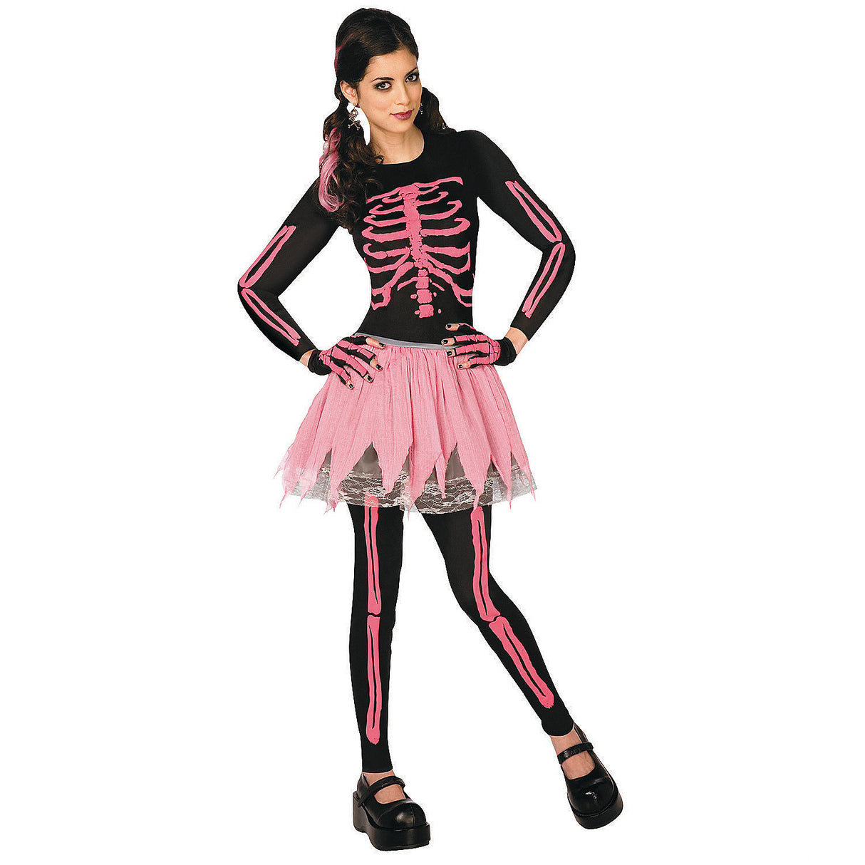 Stylish Women's Punk Skeleton Costume for Halloween Parties and Spooky Events
