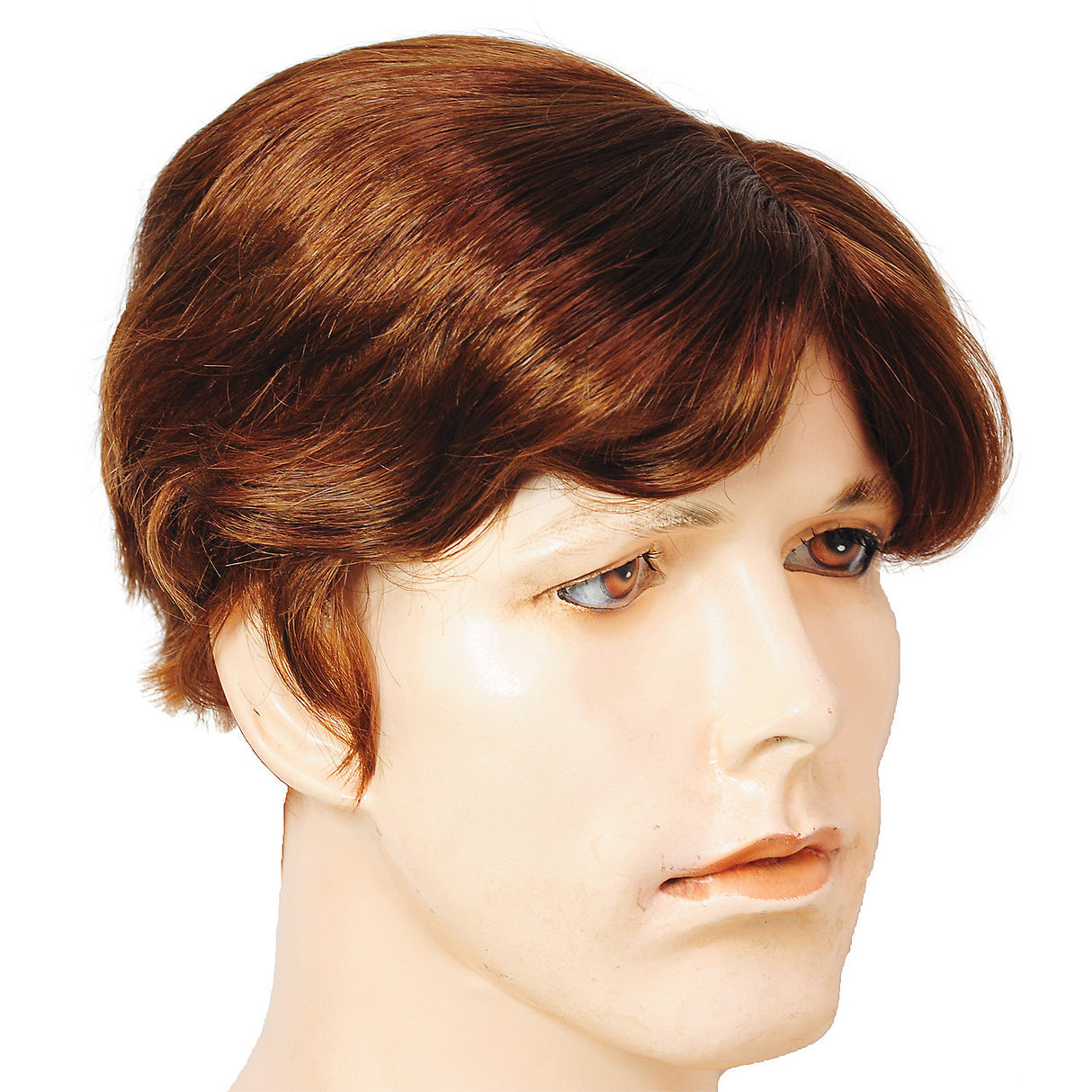 Versatile Man Wig Side Part Medium Brown Red for Characters Halloween Cosplay Events and More