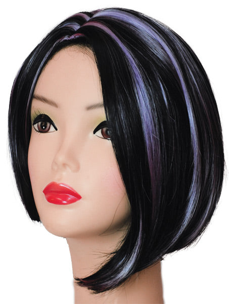 Stylish Black Purple Wig for Themed Events Cosplay and Everyday Use