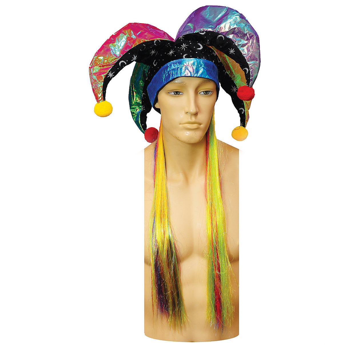 Vibrant Jester Headpiece Multi Color for Halloween Parties Costume Events and Performance Arts