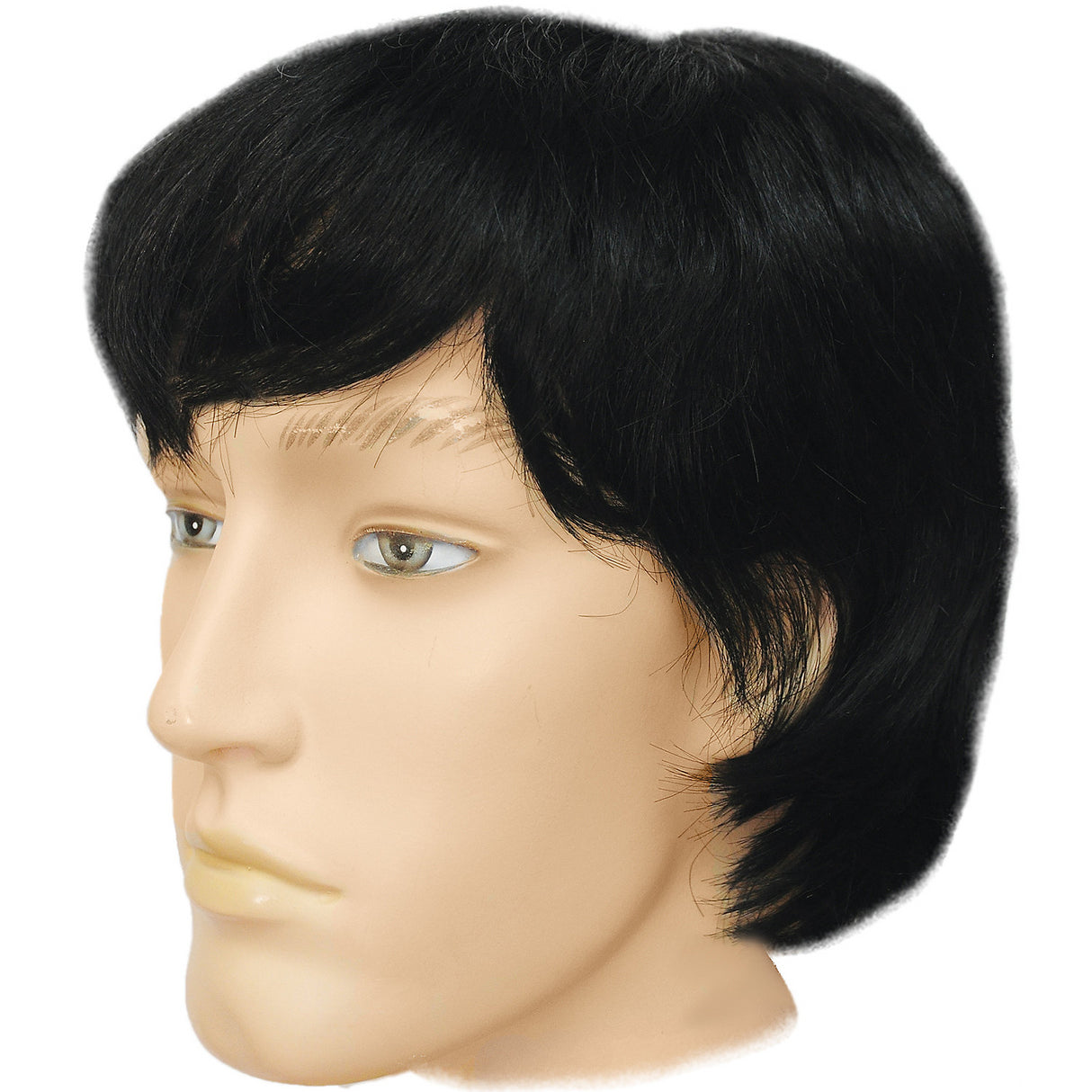 60s Mushroom Black Mop Top Wig for Retro Costume Events and Themed Parties