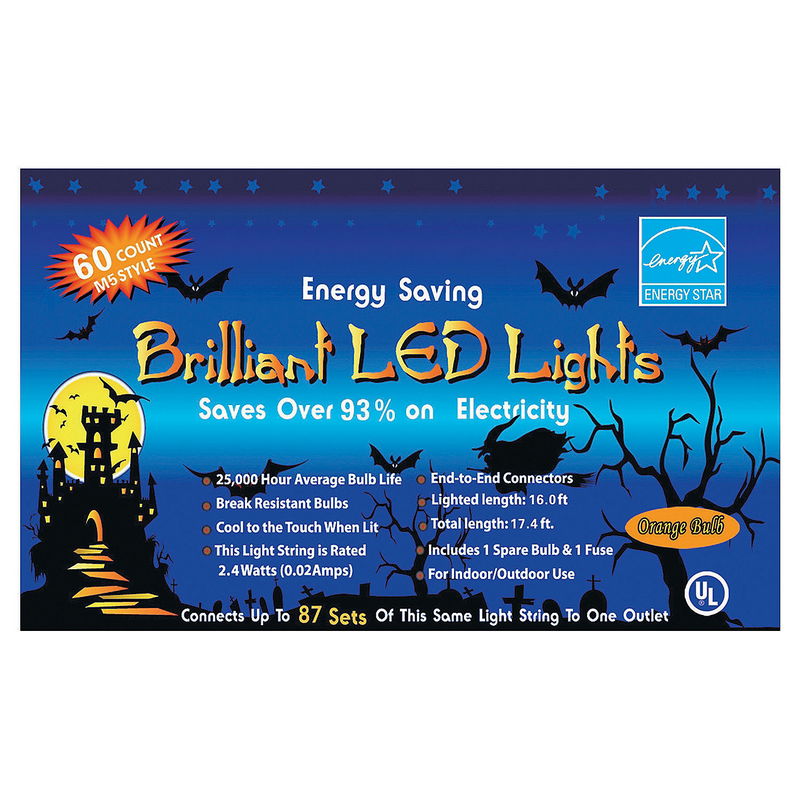 String of Orange Lights for Halloween Decorations Indoor Outdoor Parties and Celebrations