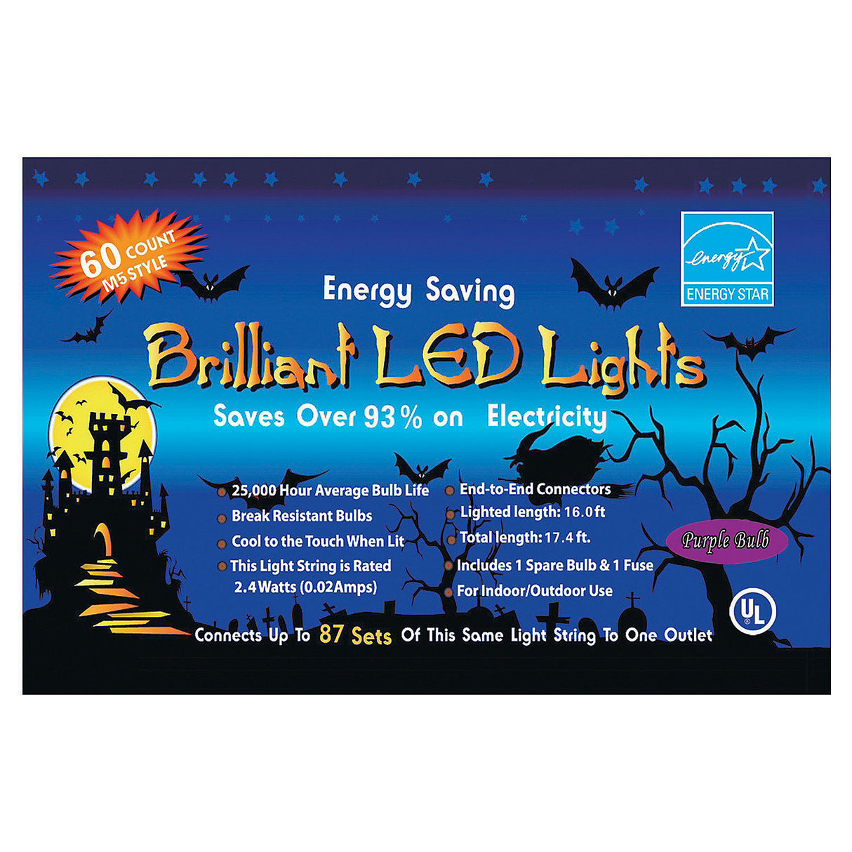 Purple LED Light Set for Halloween Decorations and Outdoor Parties Ambiance