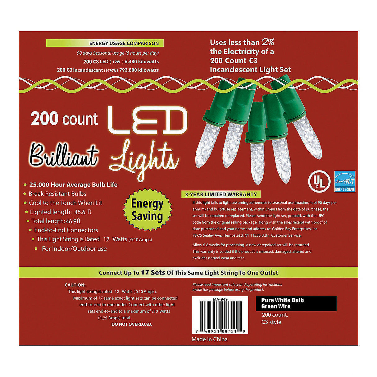 200L Pure White LED Holiday Lights for Christmas Parties and Winter Wonderland Events