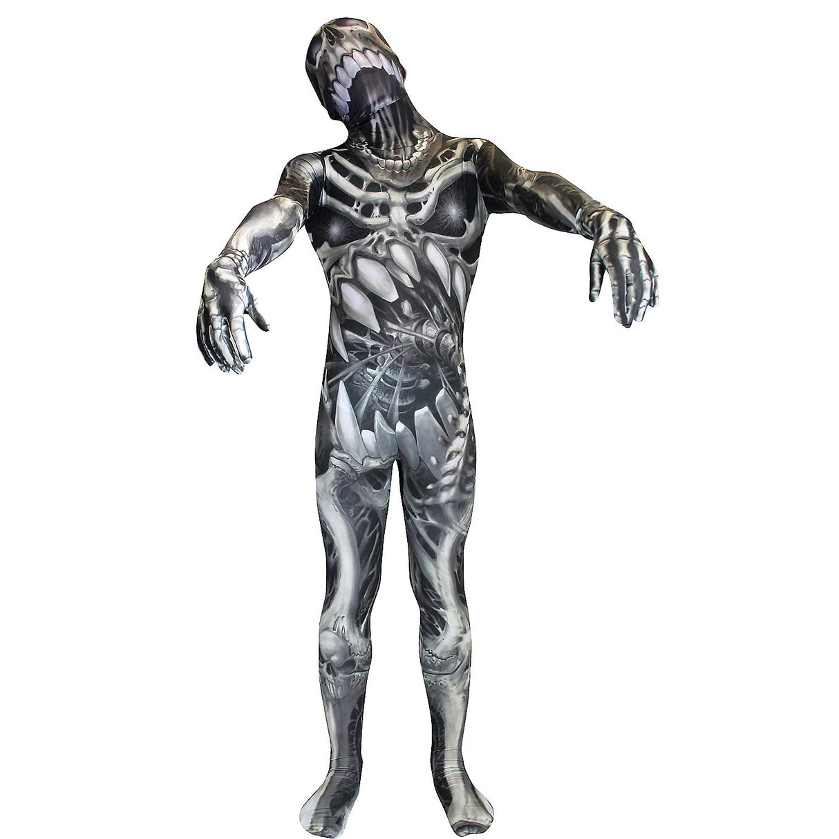 Gruesome Boy's Skull N Bones Morphsuit Costume for Halloween Fun and Spooky Dress-Up Adventures