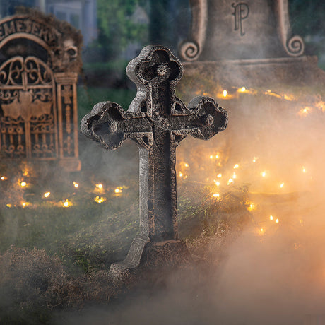 Realistic Celtic Cross Tombstone for Halloween Graveyard Decorations Outdoor Spooky Themes