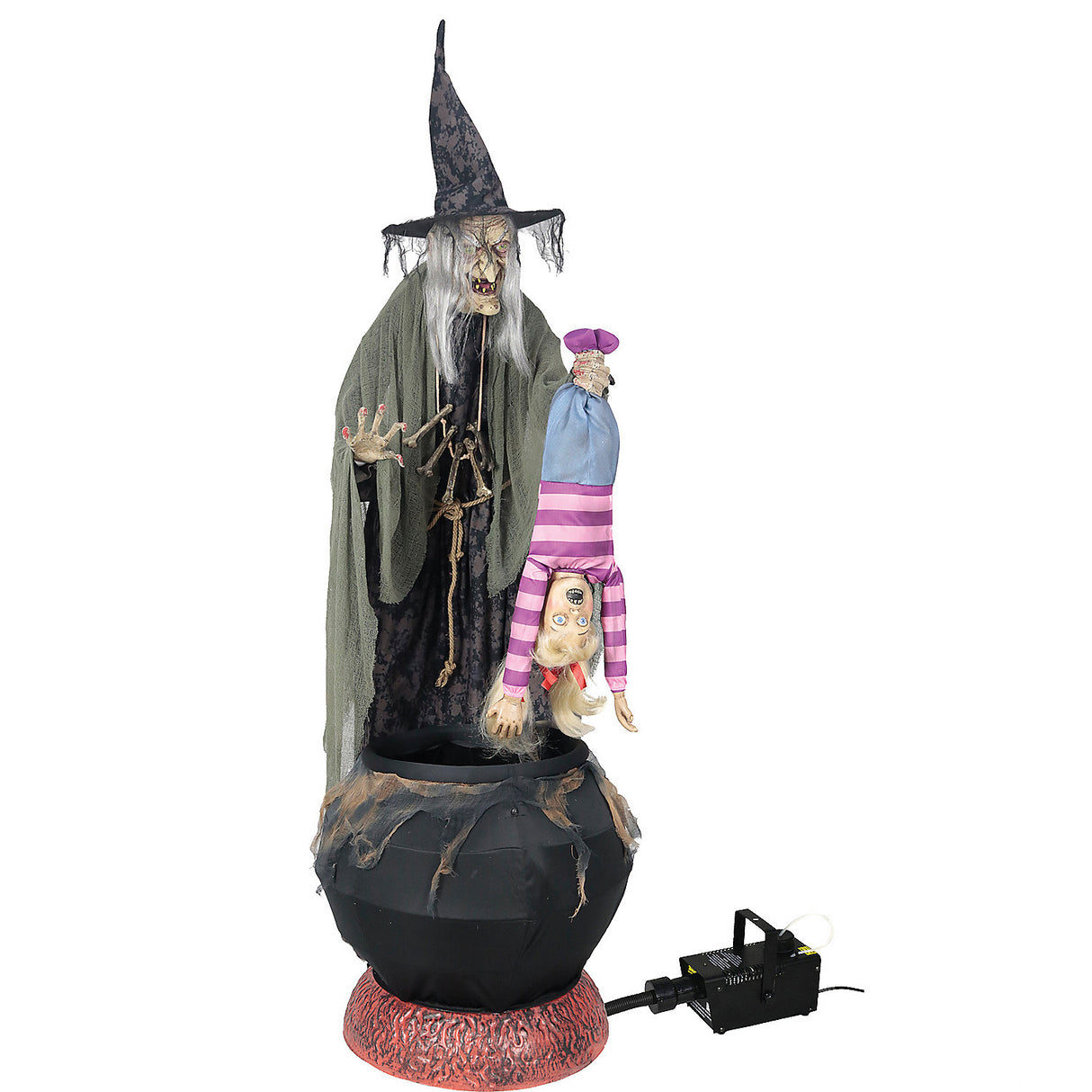 Animated Stew Brew Witch Prop with Fog Machine for Halloween Decor and Themed Parties