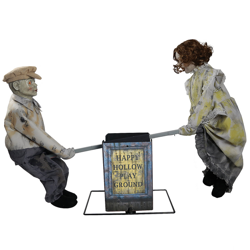Animated See Saw Dolls Playground Prop for Halloween Haunted Houses and Spooky Decor
