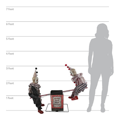 Eerie See Saw Clowns Animated Prop for Halloween Decoration Haunted Attractions and Spooky Parties