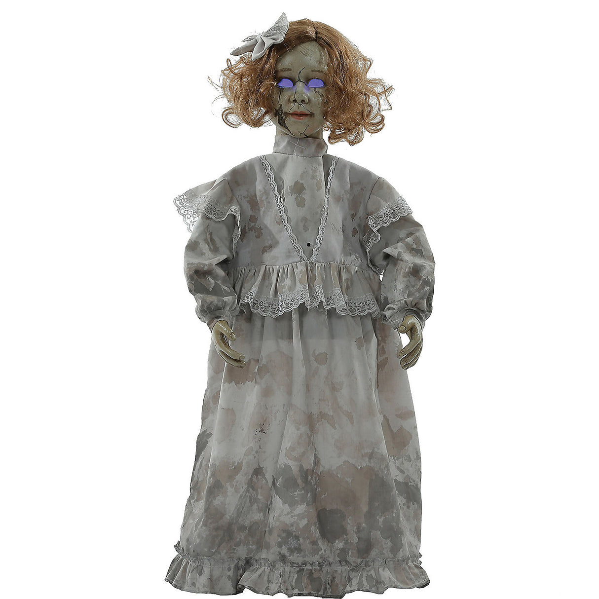 Haunting Animated Cracked Victorian Doll for Horror Parties Scary Decorations and Haunted Houses