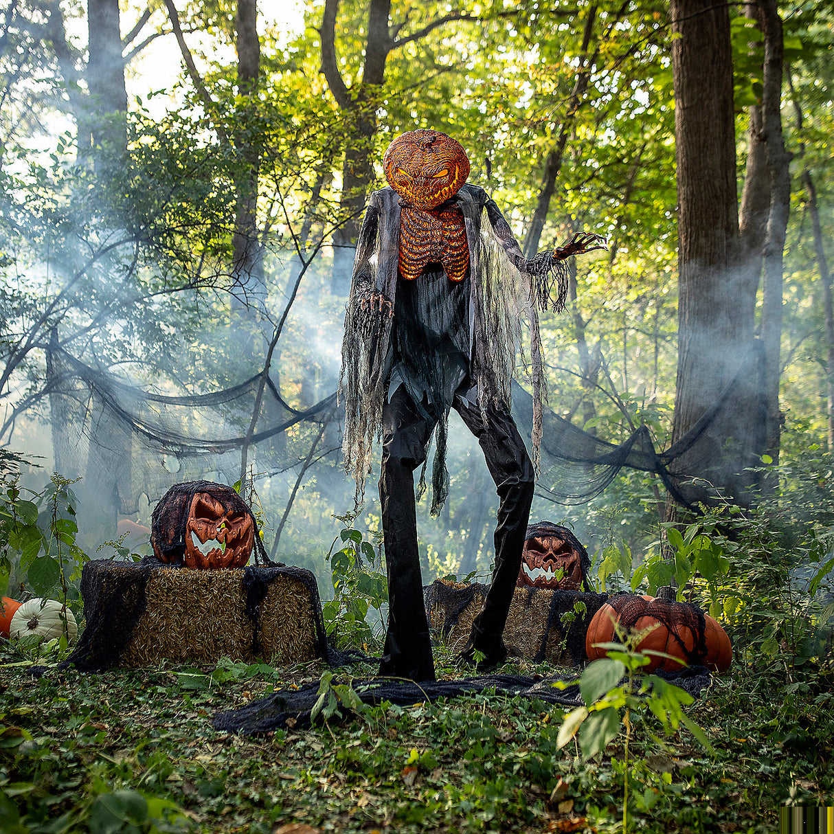 Unique Scorched Scarecrow Decoration with Fog Machine for Halloween Haunted House and Outdoor Displays