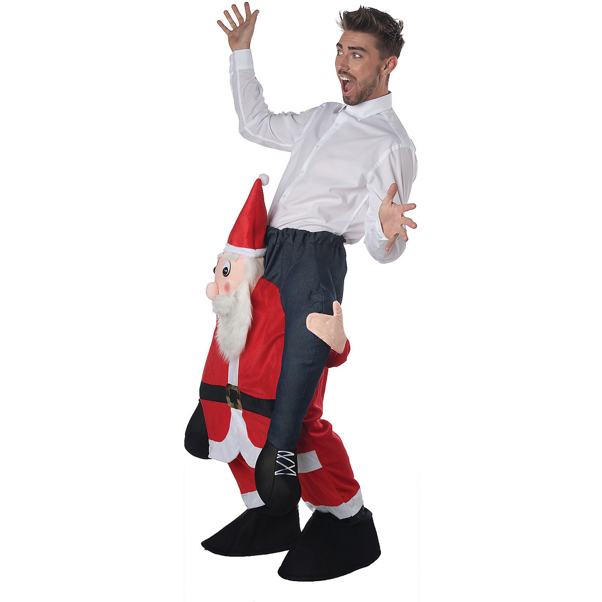 Carry Me Santa Adult Costume for Holiday Parties Festive Events and Funny Costume Fun