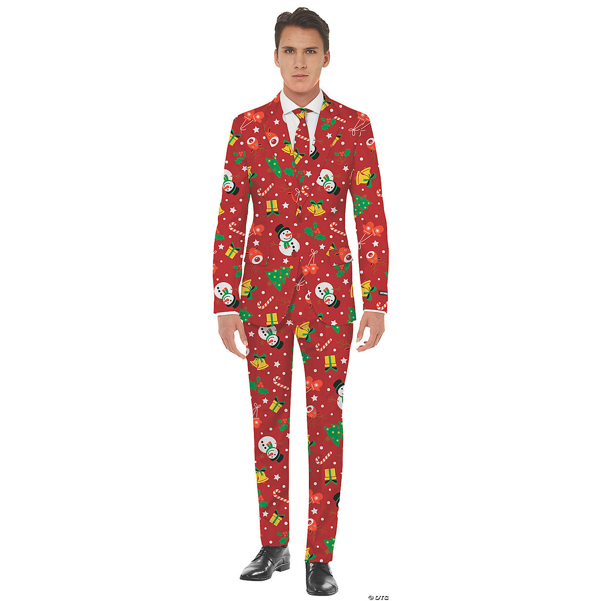 Men's Christmas Red Icons Costume for Holiday Parties and Festive Gatherings