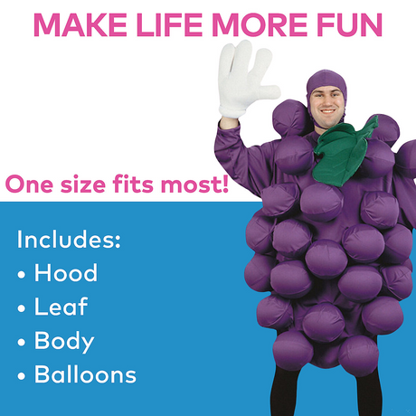 RADYAN Unisex Purple Grapes Costume - Fun Humorous Outfit for Halloween product image showing the product clearly