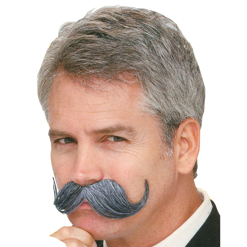 Grey Handle Bar Mustache