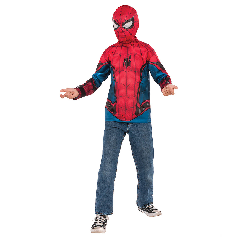 RADYAN Spiderman Shirt and Mask Combo featuring Iconic black and red print with spider web detail