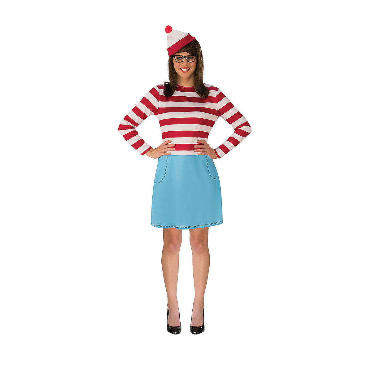 Deluxe Where's Waldo Wenda Plus Costume for Adult Halloween Parties and Themed Events