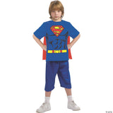 Boy's Superman T-Shirt Costume for Quick Halloween Dress Up and Superhero Adventures