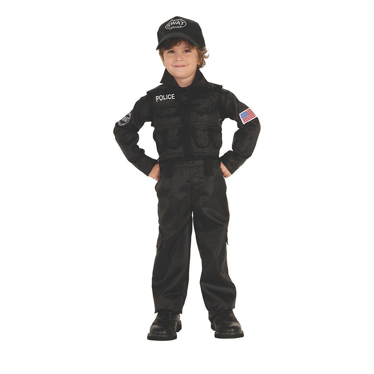 Fun Boy's Policeman Swat Costume for Halloween Trick-or-Treat Events and Costume Contests