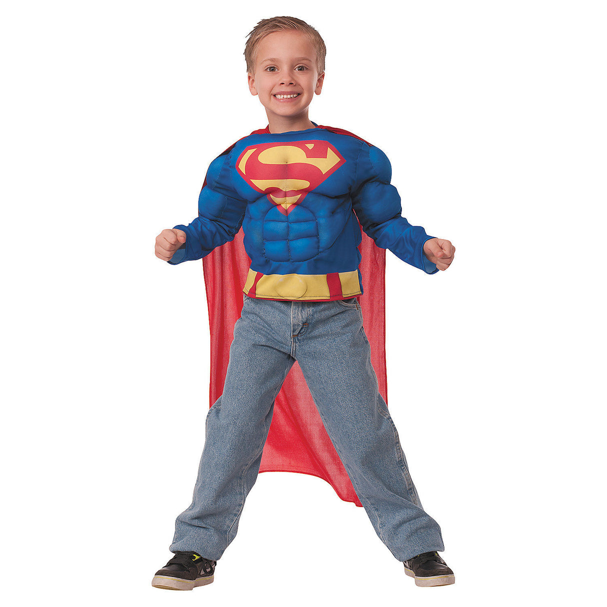 Superman Muscle Shirt Costume for Kids Halloween Parties and Themed Celebrations