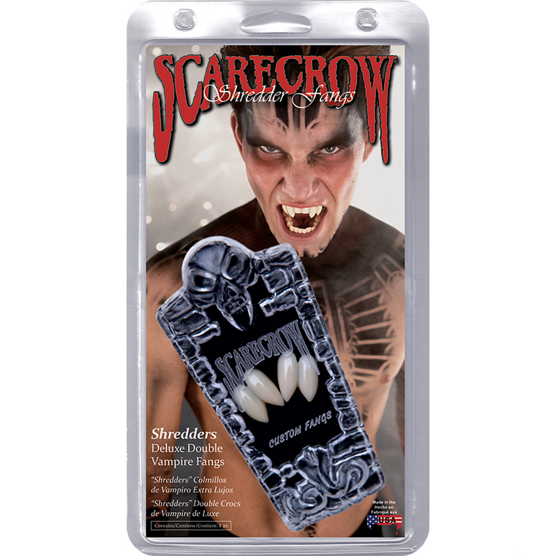 Realistic Scarecrow Shredders Deluxe Double Fangs for Halloween Costumes and Makeup Enhancements