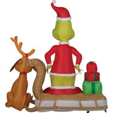 Inflatable Grinch and Max on Sled for Holiday Decor and Festive Celebrations