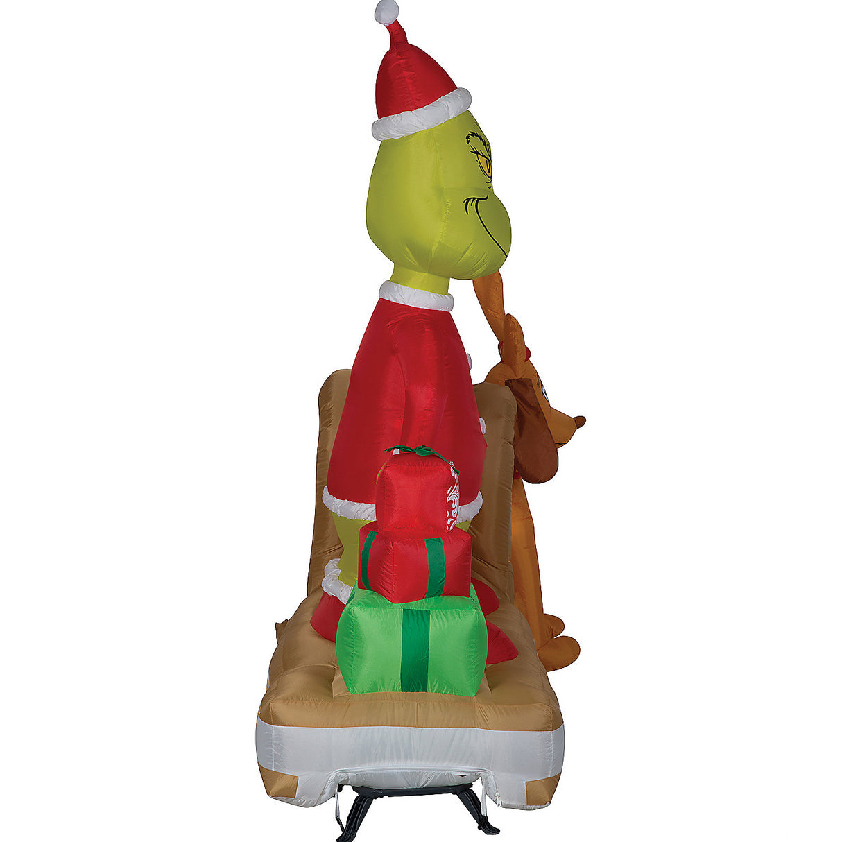 Inflatable Grinch and Max on Sled for Holiday Decor and Festive Celebrations