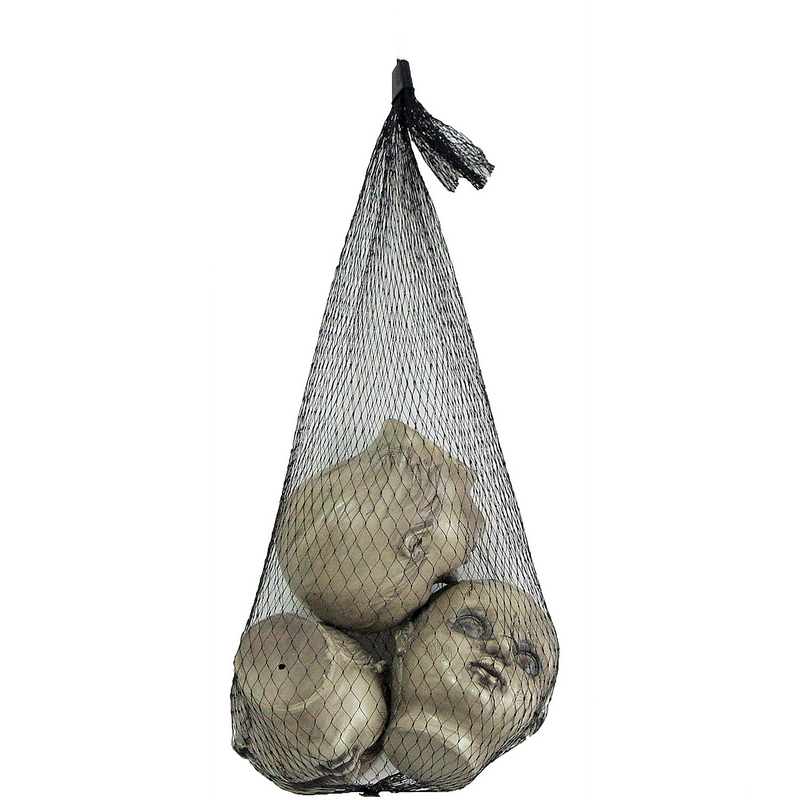 Spooky Bag of Doll Heads for Halloween Decorations and Haunted House Props