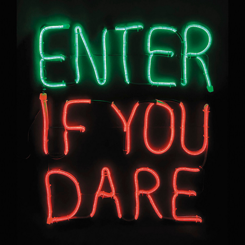 Enter If You Dare Glowing Neon Sign for Halloween Decor and Spooky Parties