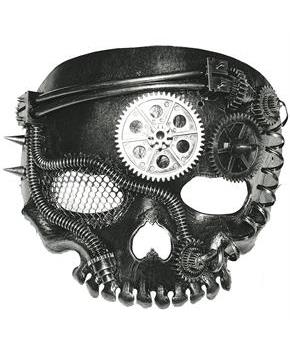 Steampunk No Jaw Skeleton Mask – Metal-Look Horror Costume Mask