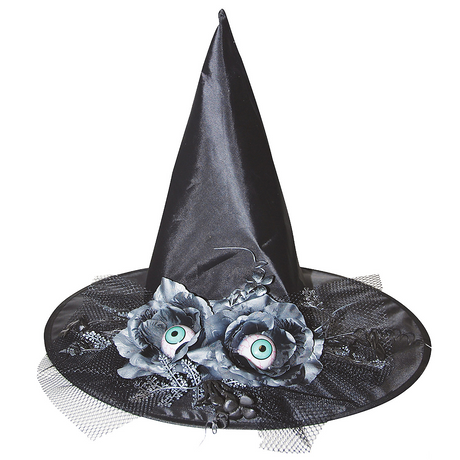 Witch Hat W/Flowers Eyes 17 Inch